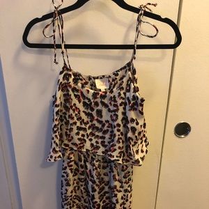 Parker white w grey/pink leopard print silk dress